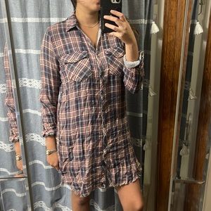 Plaid shirt dress